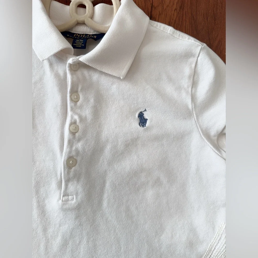 Ralph Lauren Kids Polo Shirt in White with Blue Logo